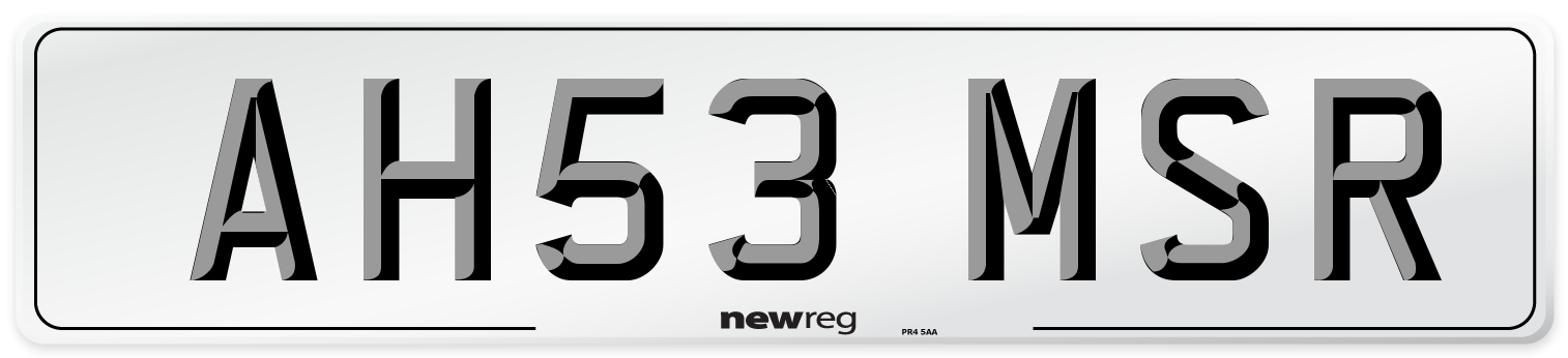AH53 MSR Number Plate from New Reg